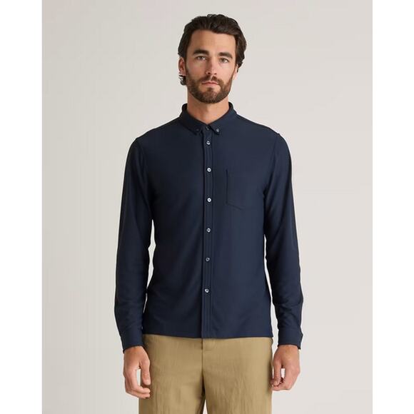 QUINCE Men's Navy Blue ProPique Performance ButtonDown SizeS - Picture 1 of 7